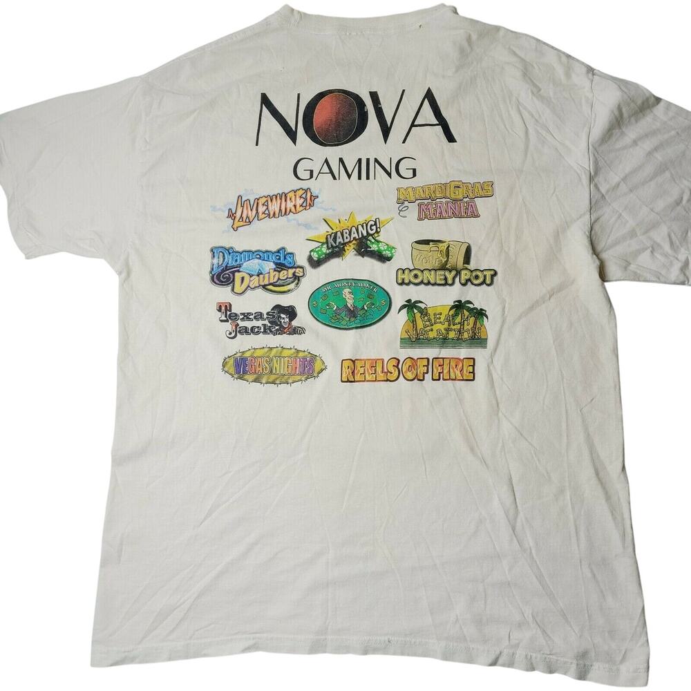 VTG 90s Nova Gaming Promo Shirt Men's XL Livewire Honey Pot Texas Gamer